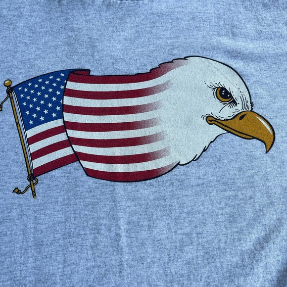 Vintage 911 Shirt Adult 2X XXL Gray Eagle Patriotic Flag Tribute Short Sleeve - Picture 6 of 10
